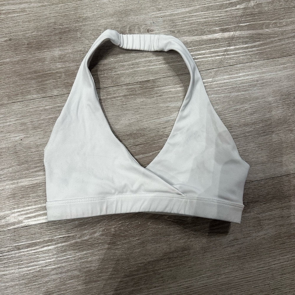 White Halter Wrap Sports Bra